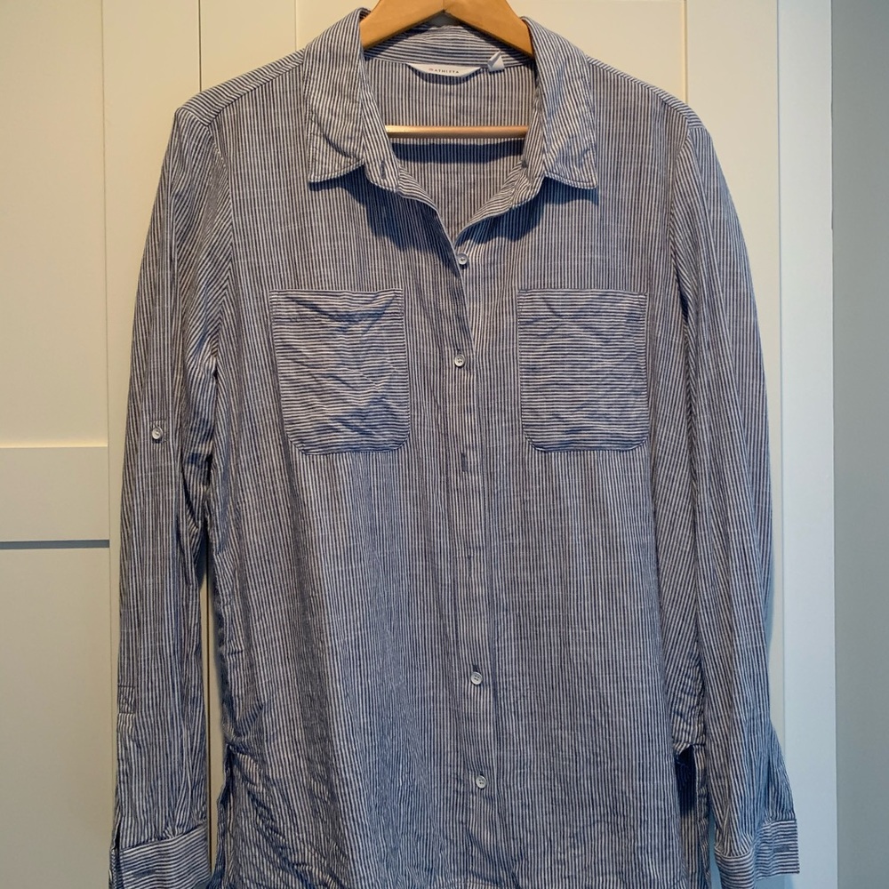ATHLETA blue white top sz L